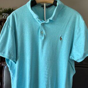 Beautiful Aqua Polo Ralph Lauren Soft Cotton Polo Shirt. Classic Fit XL